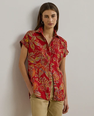 Lauren Ralph Petite Relaxed-Fit Floral Short-Sleeve Shirt