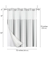 Americanflat 72x75 Hookless Shower Curtain - Abstract Grey Lines Shower Curtain with Sheer Panel, Snap-In Liner, and Grommets - 100% Polyester