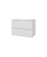 Smoot Floating Vanity with Two Drawers and Sink, White