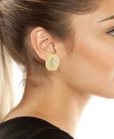 Robert Lee Morris Soho Faux Cultivated Pearl Textured Coin Button Clip-On Earrings