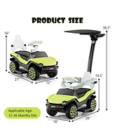 3-in-1 Licensed Volkswagen Ride on Push Car with 3-Position Adjustable Push Handl