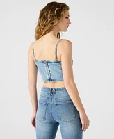 Steve Madden Women's Eras Embellished Cotton Denim Crop Top