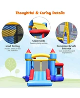Castle Slide Inflatable Bounce House with Ball Pit and Basketball Hoop