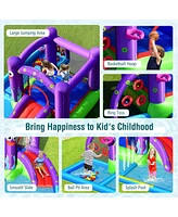 Inflatable Water Slide Park with Splash Pool and 750W Blower