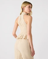 Steve Madden Women's Kosta Striped Halter Peplum Top