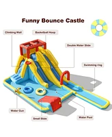Inflatable Dual Slide Water Park Climbing Bouncer with 735W Air Blower