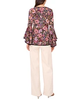 Sam & Jess Women's Floral-Print Bell-Sleeve Top