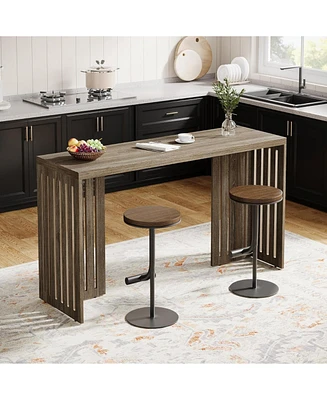 Tribesigns Bar Table, 63-Inch Counter Height Pub Table, Industrial Bar Height Table, Rectangular High Top Kitchen & Dining Counter Tables with Louvere