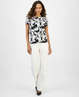 Ak Anne Klein Petite Printed Tulip-Sleeve Top