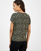 Ak Anne Klein Petite Dot-Print Top