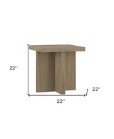 Modern Square Wood End Table 22-Inch Compact Side for Home Decor