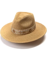 Vince Camuto Panama Hat with Metallic Embroidered Band