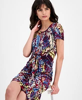 Connected Women's Printed Tie-Front Sheath Dress