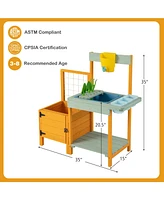 Kids Outdoor Potting Bench with See-Through Window