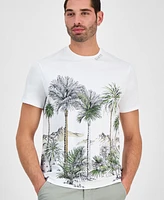 Guess Men's Urban Palm Tree Short Sleeve Crewneck Graphic T-Shirt