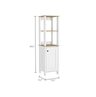Depot E-shop New Haven Linen Single Door Cabinet, Two Interior Shelves, Two Open Shelves