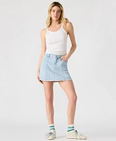 Steve Madden Women's Cheri Frayed-Edge Denim Skirt