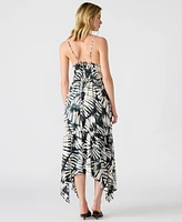 Steve Madden Women's Jackie Printed Handkerchief-Hem Sleeveless Midi Dress