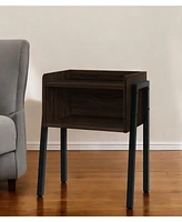 Contemporary Wood Top Accent Table with Sturdy Metal Frame