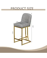Set of 2 Upholstered Modern Bar Chairs with Metal Frame Counter Height Dining Stools for Kitchen Island Restaurant or Home Bar Seating-The Pop Home