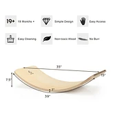 Wooden Wobble Balance Board Kids 35'' Rocker Yoga Curvy Board Toy with Felt Layer