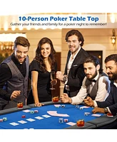 Portable 84 x 42 Inch 10-Player Foldable Padded Poker Table Top