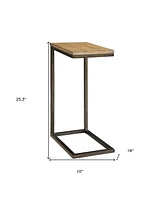 25" Black And Oak Solid Wood Rectangular End Table