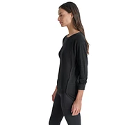 Dkny Women's Mini Slub Waffle Three Quarter Sleeve T-Shirt