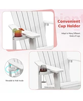Gymax Patio Hips Outdoor Weather Resistant Slatted Chair Adirondack w/ Cup Holder