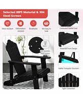 Gymax Patio Hips Outdoor Weather Resistant Slatted Chair Adirondack w/ Cup Holder