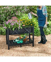 5 Tier Metal Plant Stand with Hanging Hook for Multiple Plants-Pink & Blue