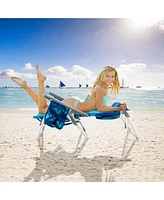 2 Pieces Folding Backpack Beach Chair with Pillow-Peacock Blue