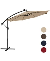 Gymax 10 Ft Offset Patio Umbrella Solar Powered Cantilever w/ 112 Led Lights