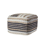 18" Tan Jute Ottoman
