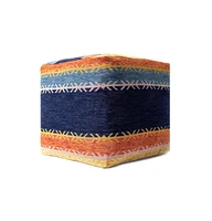 18" Multicolored Polyester Blend Ottoman