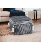 18" Blue 100% Cotton Ottoman