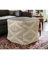 Cotton Fabric Ottoman for Living Room Seating and Cozy Decor