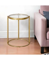 Round End Table with Glass Top and Steel Legs – Contemporary Accent Table for Any Room
