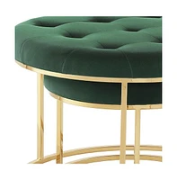Set of Two Round Velvet Tufted Ottomans for Accent Seating and Stylish Storage