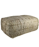 Hemp Textured Rectangle Pouf for Living Room Bedroom or Lounge Area Seating