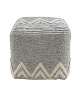 16" Grey Polyester Ottoman