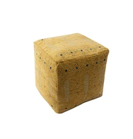 18" Yellow Polyester Blend Ottoman