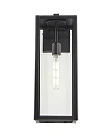 Titan Modern Outdoor Wall Light Fixtures Set of 2 Mystic Black Rectangular Box Frame 20" Clear Glass Panels for Post Exterior Barn Deck House Por
