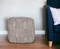 18" Brown Cotton Cube Geometric Pouf Ottoman