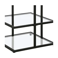 Contemporary Square End Table with Tempered Glass Top and Dual Shelves