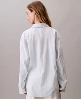 Calvin Klein Women's Stripe Dolman Sleeve Relaxed Button-Down Shirt