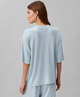 Calvin Klein Women's Shine Texture Relaxed Crewneck T-Shirt