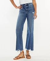 Kancan Women's High Rise Slim Wide Leg Pull On Jeans