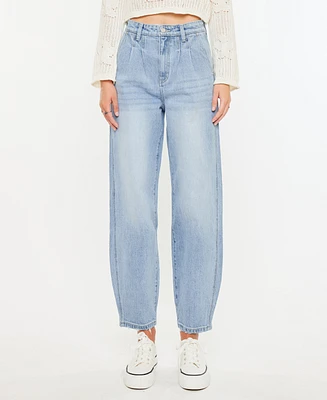 Kancan Women's Ultra High Rise Wide Tapered Fit Pull On Jeans