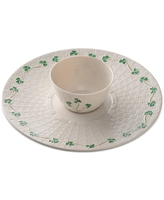 Belleek Pottery Shamrock Chip & Dip